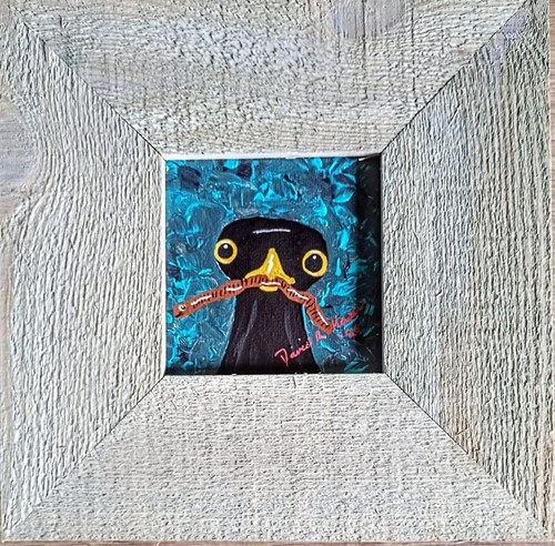 Framed early black bird worm - framed,