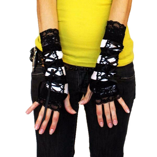 Striped corset gloves - striped,