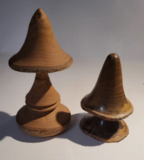 Handmade Mushroom Turned Wood Sculptures x 2 Wooden Ornaments