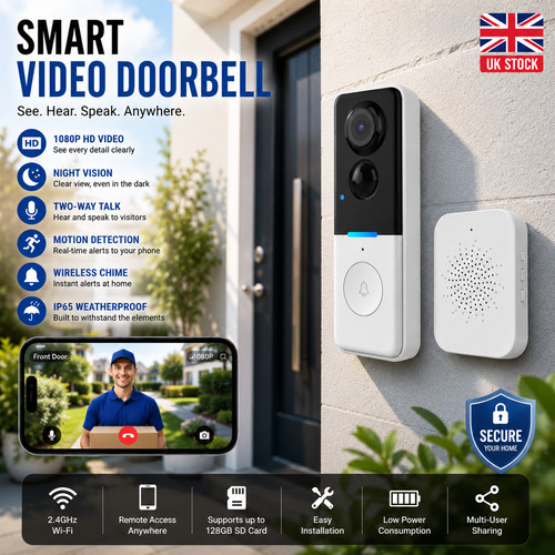 Wireless wifi video doorbell - wireless,