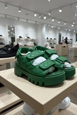 Missguided Sandals Womens Green Quilted double strap chunky Platform Shoes