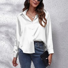 Womens Satin Silk Solid Shirt