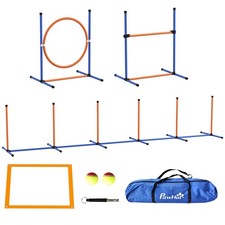 Agility Set Dogs, Set of 4 Dog Training with Height Adjustable Agility Barriers