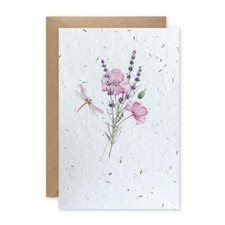 Plantable Seed Card - Dragonfly Flowers - Recycled, UK Made, Handmade Paper