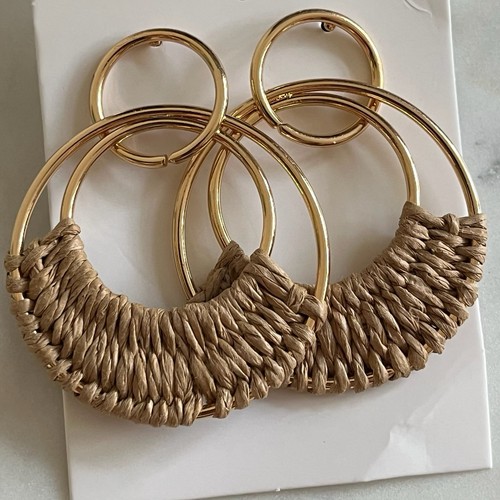 Gold natural raffia - gold, woven