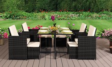 RATTAN GARDEN FURNITURE CUBE SET CHAIRS SOFA TABLE OUTDOOR PATIO
