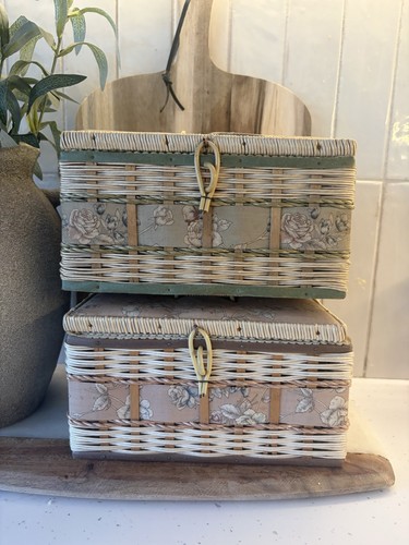 Pair vintage woven foral - pair,