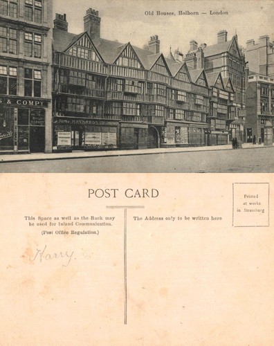 Vintage postcard old houses - vintage,