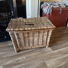 Vintage Old Wicker Fishing Basket/Creel/ Storage Box - 20” x 13” x 12.5”