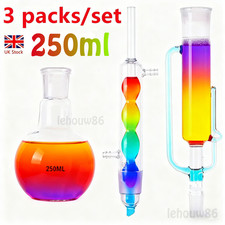 250ml 3pcs Soxhlet Extractor Kit Soxhlet Extraction Apparatus Lab Glassware UK