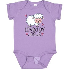 Inktastic Loved By Jesus Cute Baby Lamb Baby Bodysuit Religious New Easter