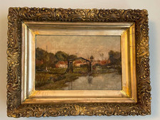 Antique Victorian Oil Painting – Norfolk Broads Landscape (Signed, c.1890–1910)