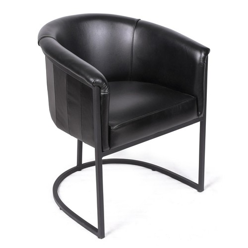 Genuine black leather tub - black,