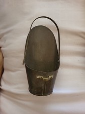 Antique Miniature 5 Inch Brass Coal Scuttle Fireplace Matches Vintage Mining 