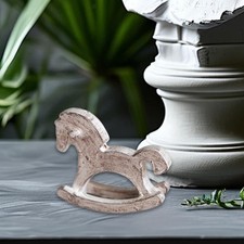 Wooden Rocking Horse Decoration Art Furnishing Craft Holiday Season Ornament