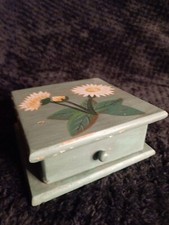 Vintage Small Wooden Trinket What-Not Jewelry Box with Sliding Drawer 