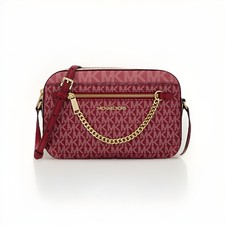 Michael Kors Jet Set Item Large East West Zip Chain MK Crossbody Bag Red New