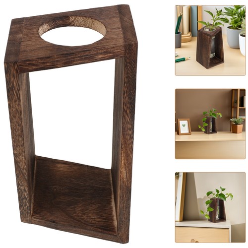 Test tube vase wooden - test,