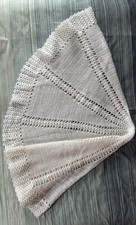 Baby Shawl Hand Knitted 1.5m White White Christening Shawl
