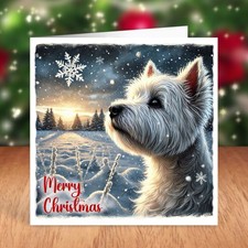 West Highland White Terrier Dog Christmas Card, Westie