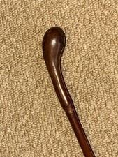 Antique Brown English Leather Cladded Bamboo Swagger Stick / Show Cane 73.5cm
