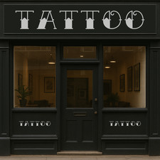 TATTOO Window Decal Shop Window  Vintage Font Vinyl Sticker for Studio Signage