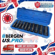 US PRO 12PT 10PC 1/2" DRIVE DEEP IMPACT LONG REACH METRIC SOCKET SET 10MM-24MM