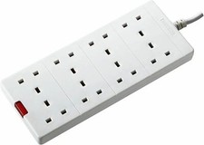 MASTERPLUG 8 GANG WAY SOCKET 2M EXTENSION LEAD CABLE UK PLUG INDICATOR LIGHT NEW