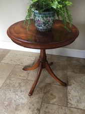 Vintage Yew Box Wood String Inlaid Coffee/ Side/Wine /Lamp Table/Plant Stand
