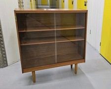 Mid-Century Glazed Bookcase Cabinet Vintage Teak