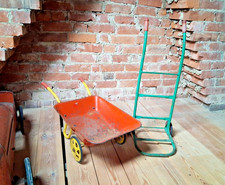 Vintage Triang  Metal Wheelbarrow and Triang ? Sack Barrow.