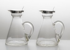 Pair Antique Hukin & Heath Whisky Noggin Jugs Sterling Silver Mounts