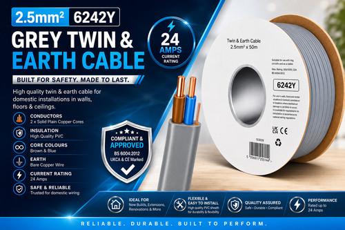5mm twin earth cable 6242y - earth,