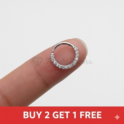 Sparkly crystal nose ring hoop - crystal,