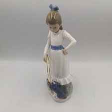 NAO 535 Girl with Hoop and Dog Figurine, 24 Cm Tall