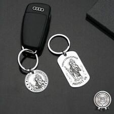 St Christopher PERSONALISED Engraved Luxury Keyring Traveler Prayer Keychain