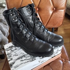 Stylish Gabor Black Lace Up Chunky Platform Leather Ankle Boots Size 5.5 EU 38