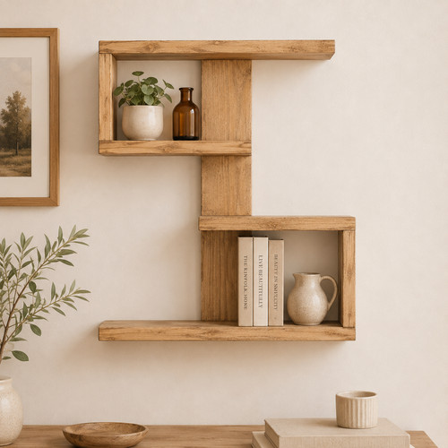 Wooden floating shelf simple - wooden,