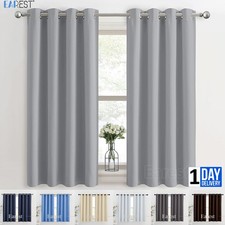 2PCS Blackout Curtains Eyelet Ring Top Thick Thermal Ready Made Pair Luxury Grey