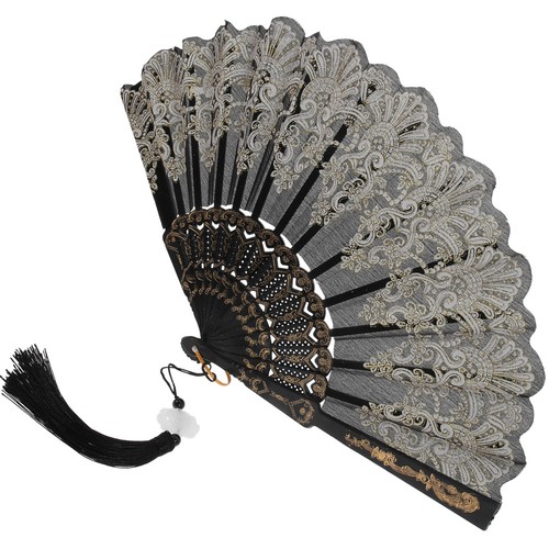 Vintage folding hand fan - vintage,