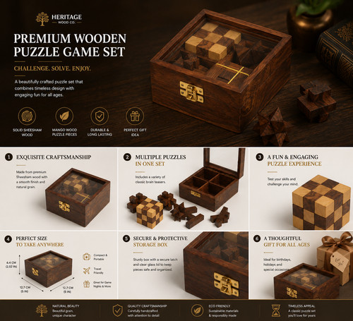 Premium wooden brain teaser - wooden,