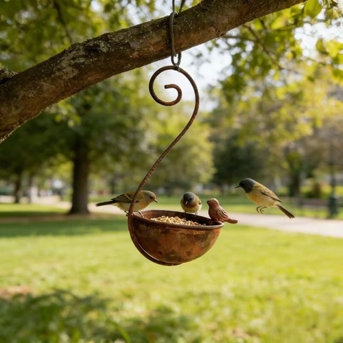 Hanging bird bath feeder rusty - bath,