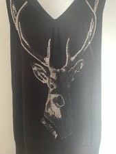 Women’s Punky Fish Demote Reindeer Design Black Dress Size m 