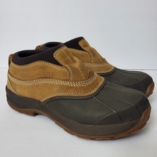 LL Bean Wmns 9 Rubber Moc Slip On Duck Boots Ankle Tan Waterproof Storm Chaser