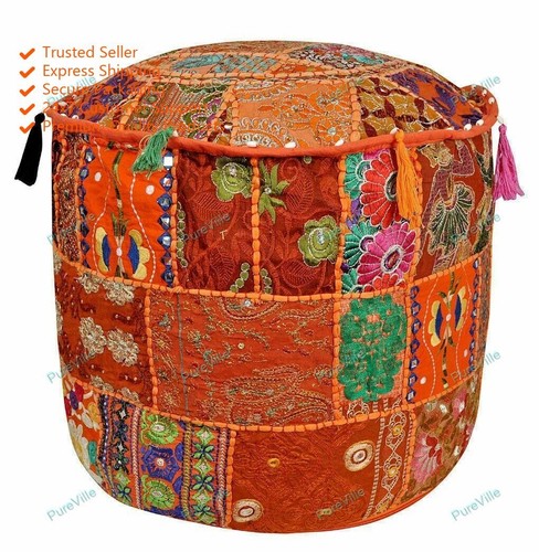 New indian floral pouf ottoman - new,
