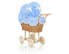 Natural Wicker High Doll Pram
