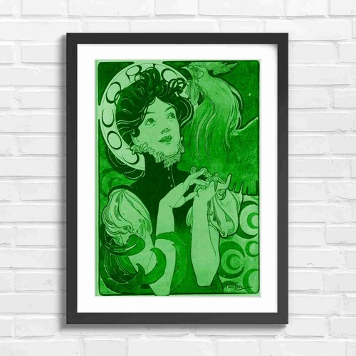 Art nouveau woman with hen - woman,