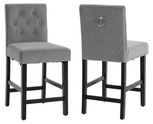 Grey velvet fixed bar - velvet, stools