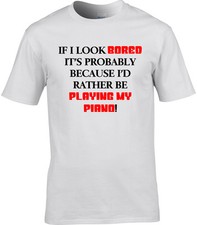 Piano Mens T-Shirt I'd Rather Be Playing Funny Gift Idea Music Pianist Band Cool