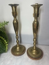 Pair tall brass pillar